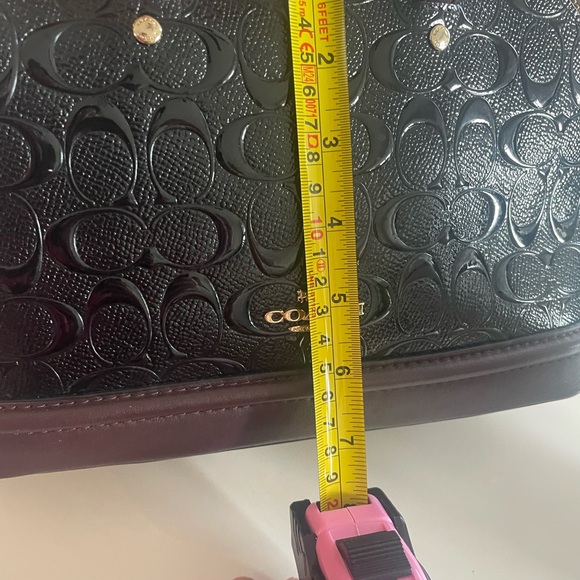 Coach Mini Sierra Satchel Black Patent Burgundy Leather Gold Hardware - Picture 12 of 12